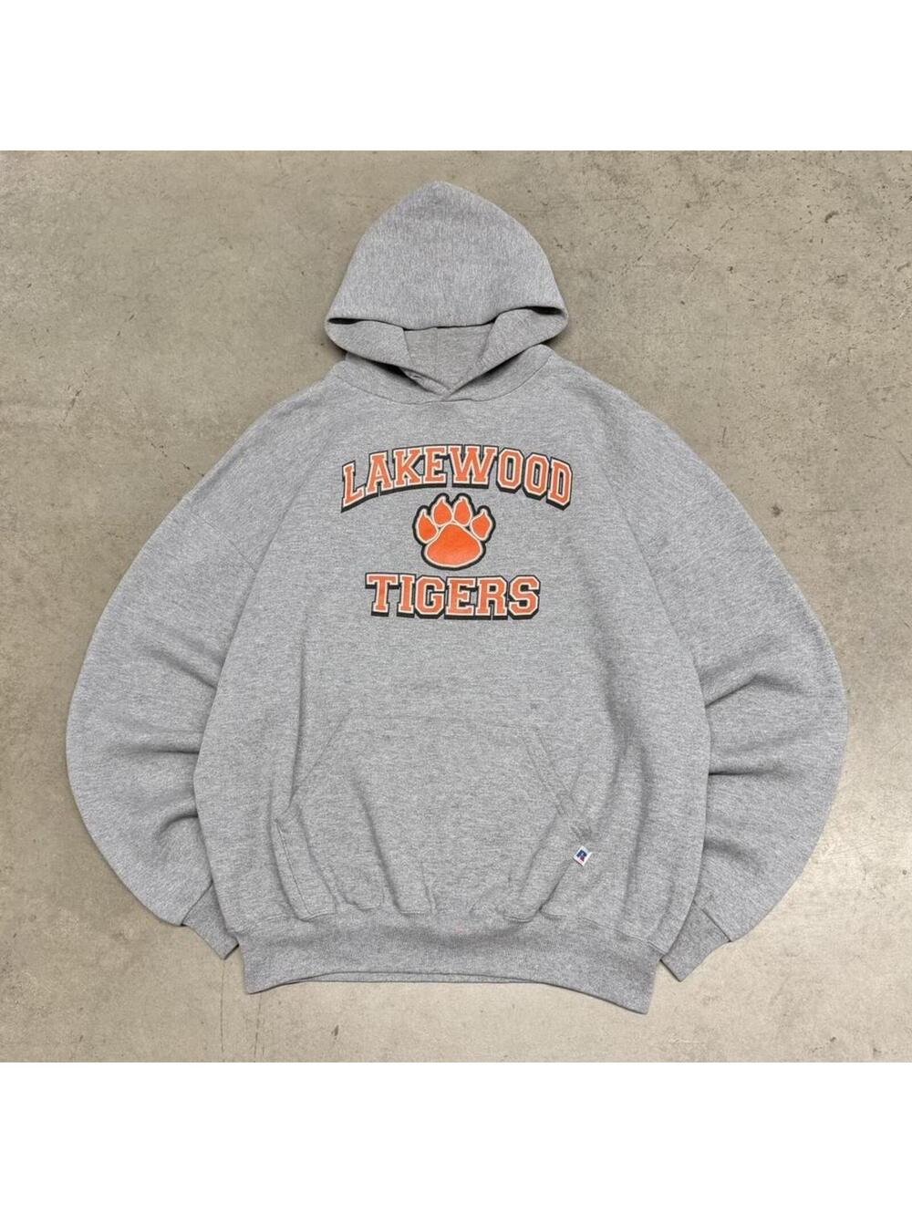 Vintage Russell Athletic Hoodie Mens XL Lakewood Tigers Pullover Sweatshirt 90s